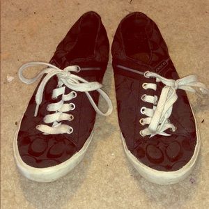 Black coach sneakers used and worn in some parts